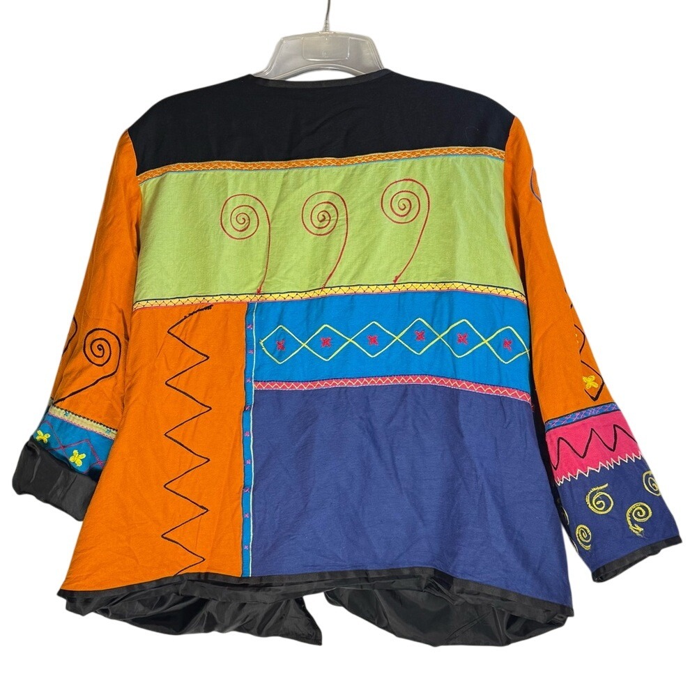 Indigo Moon Patchwork Embroidered Jacket Women's … - image 4